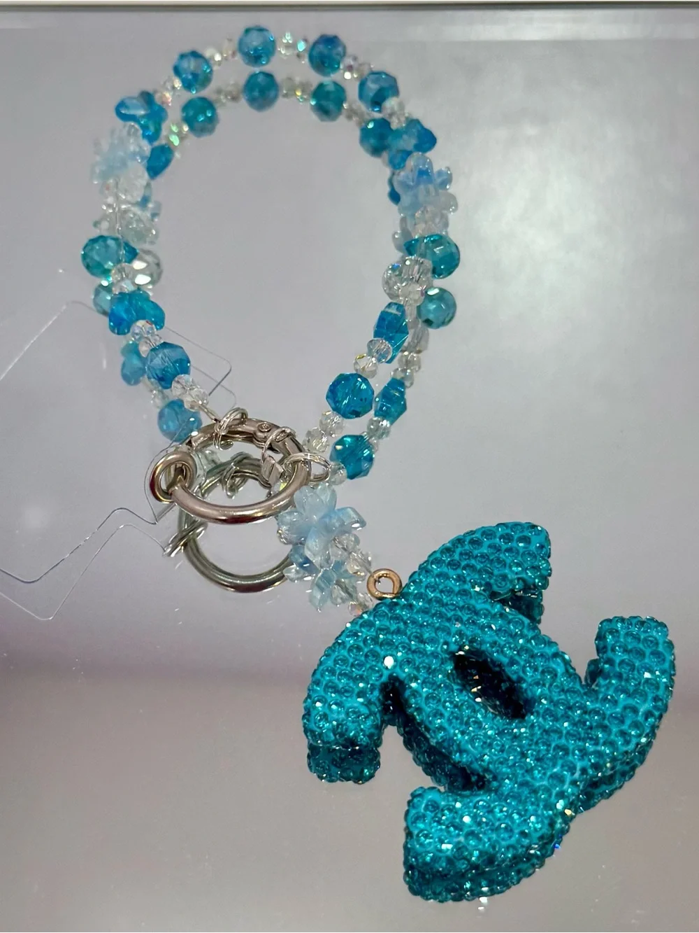 New Blue Crystal Beaded Phone Chain